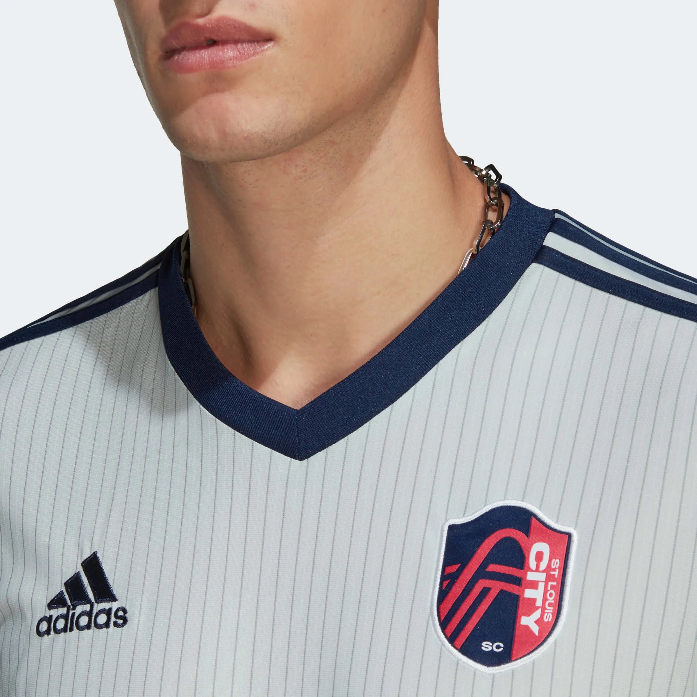 adidas 2023 St. Louis City Away Jersey - Clear Grey-Indigo (Detail 1)