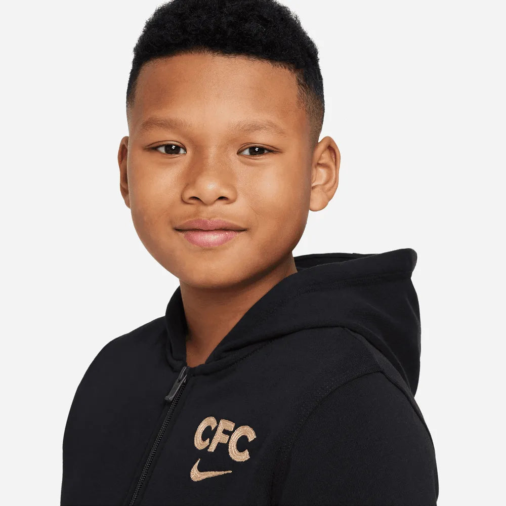 Nike 2022-23 Chelsea Youth Club Fleece Full-Zip Hoodie (Detail 1)