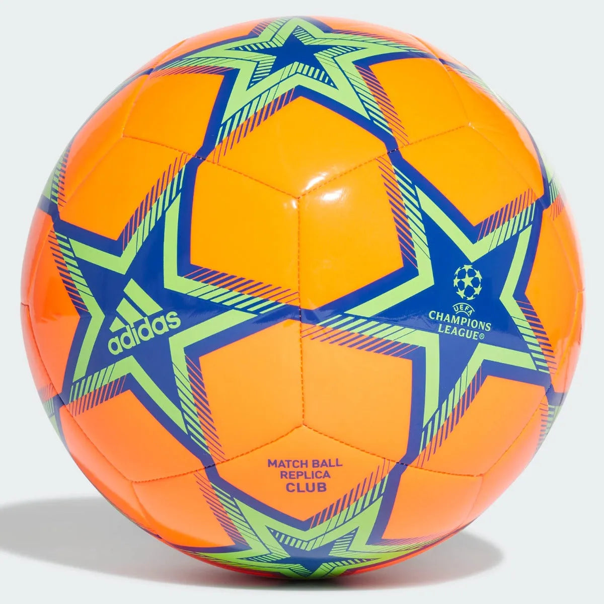 Adidas UCL Pyrostorm Club Ball - Solar Orange-Green-Blue (Front)