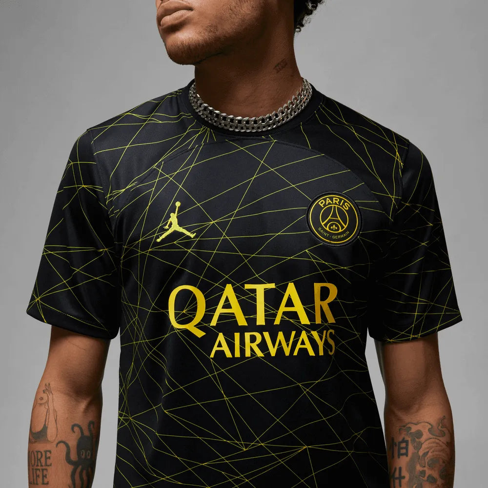 Jordan 2023 Paris Saint-Germain Fourth Jersey - Black-Yellow (Detail 1)
