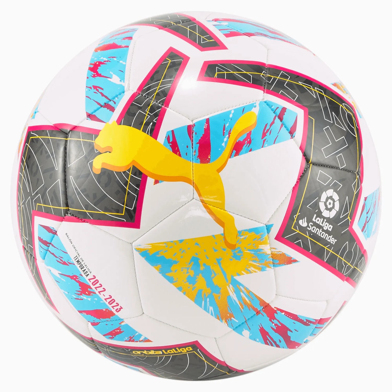 Puma Orbita La Liga 1 MS Soccer Ball - White-Purple-Blue (Front)