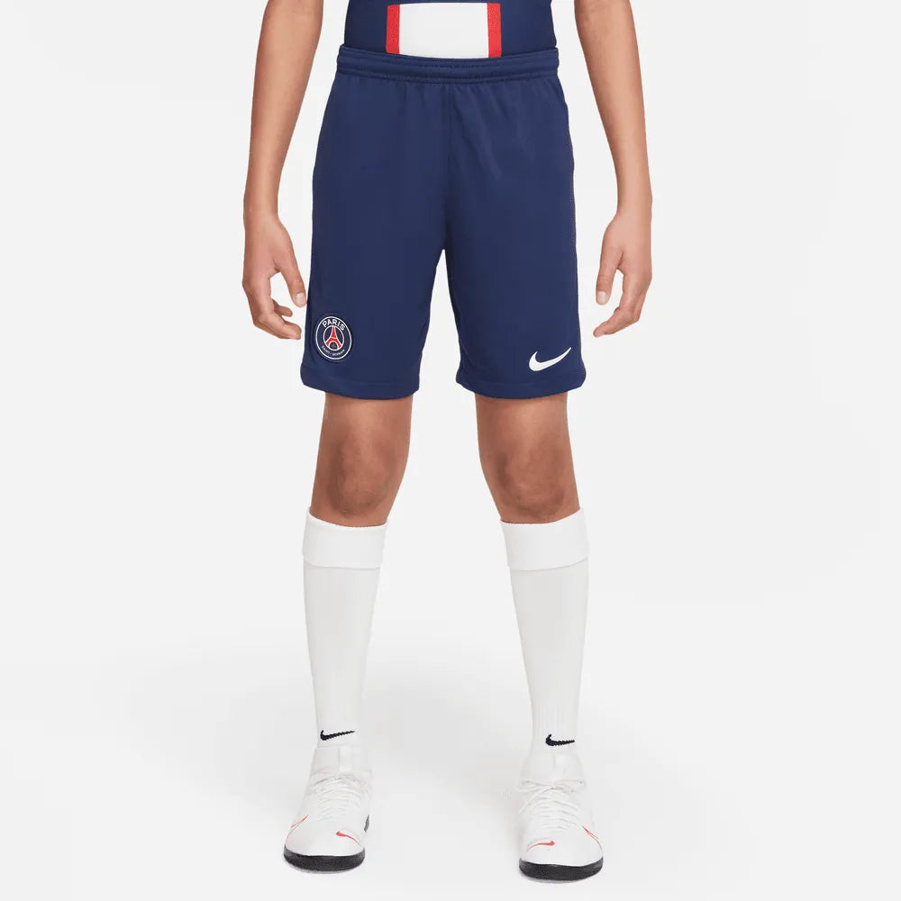 Nike 2022-23 PSG Youth Stadium Home Shorts - Navy-White (Model - Front)