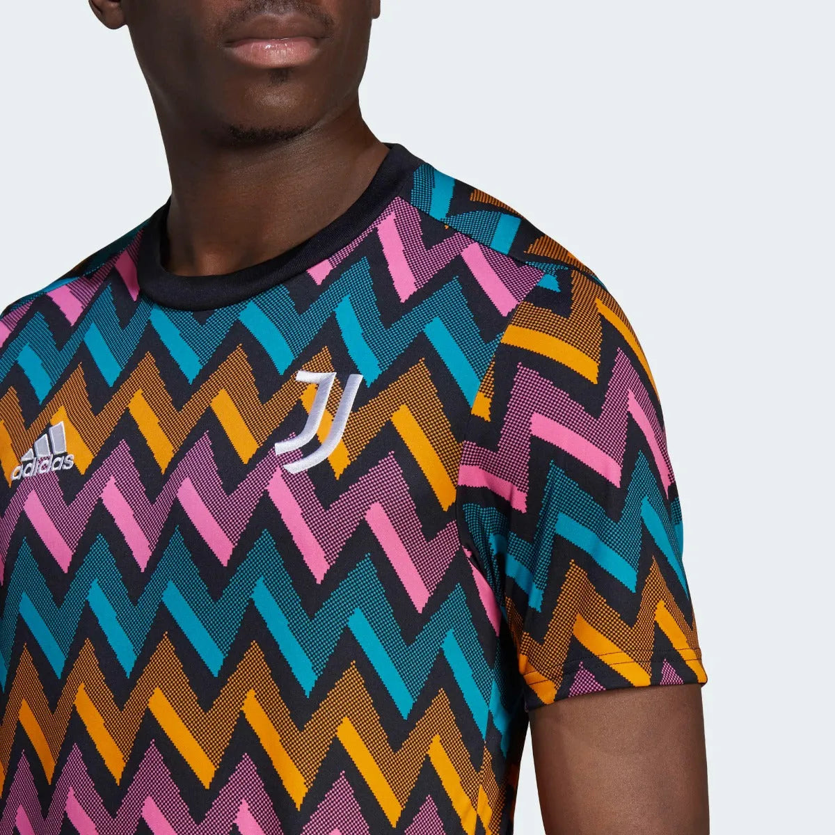 adidas 21-22 Juventus Pre-Match Jersey - Black-Pink-Orange-Aqua (Detail 1)