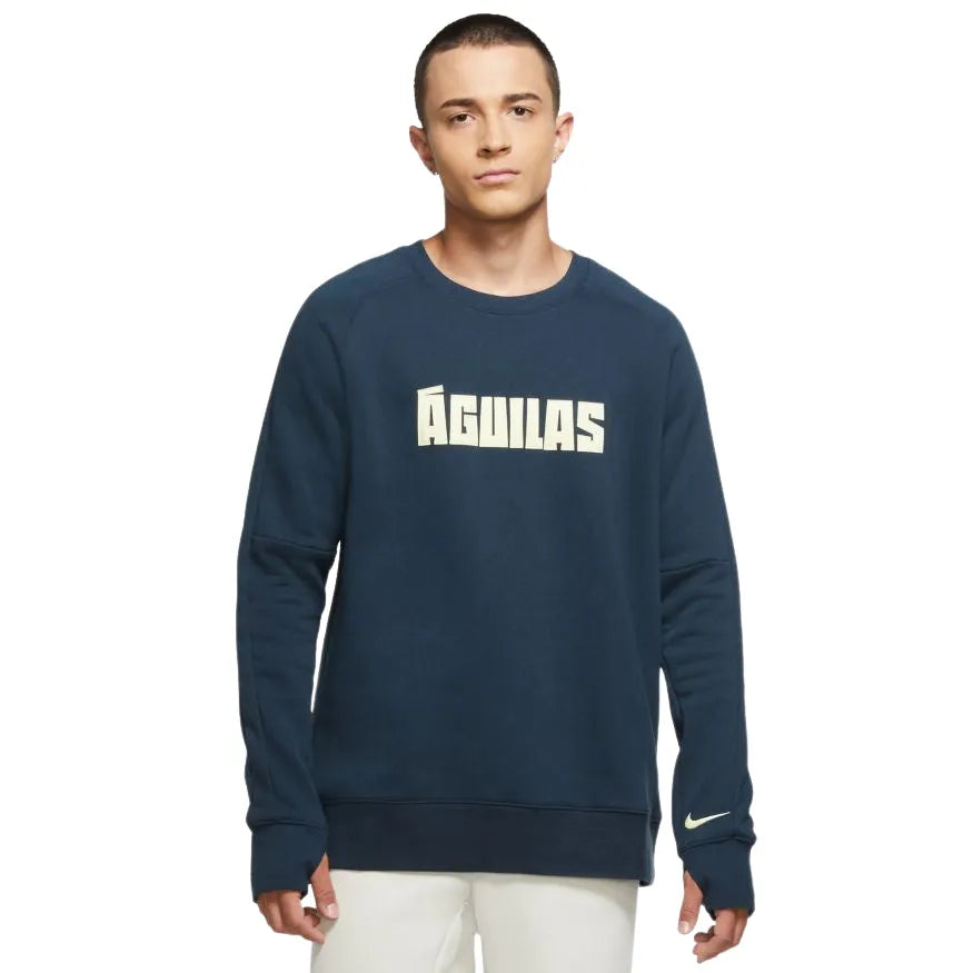 Nike 2020-21 Club America Fleece Crewneck Sweater - Navy