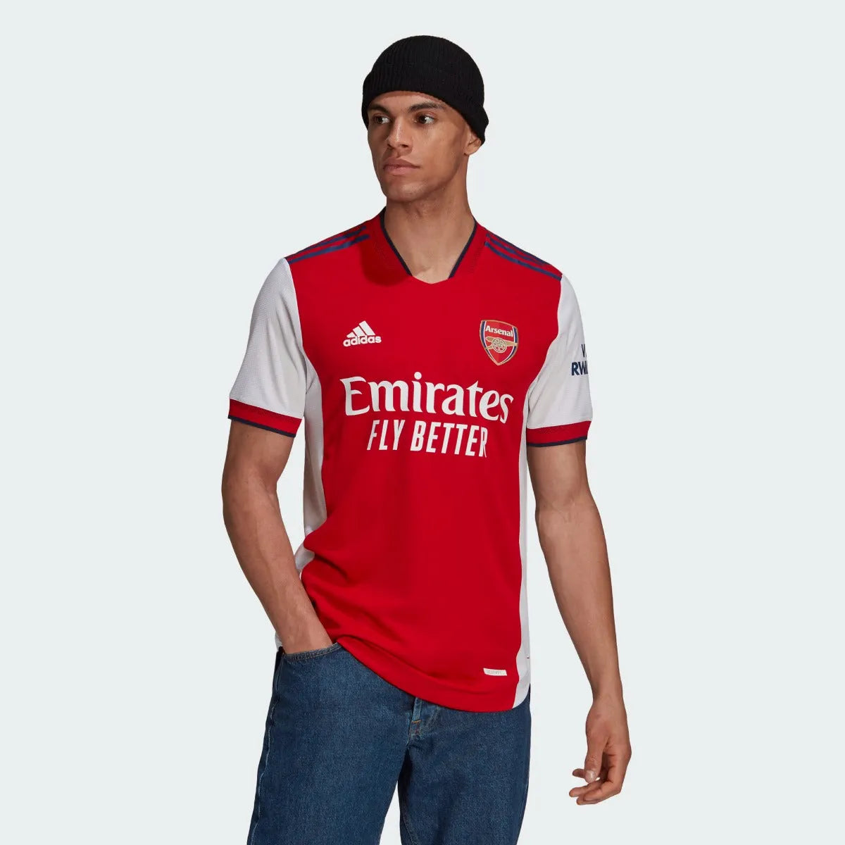 Adidas 2021-22 Arsenal Home Authentic Jersey - Scarlet-White (Model - Front)