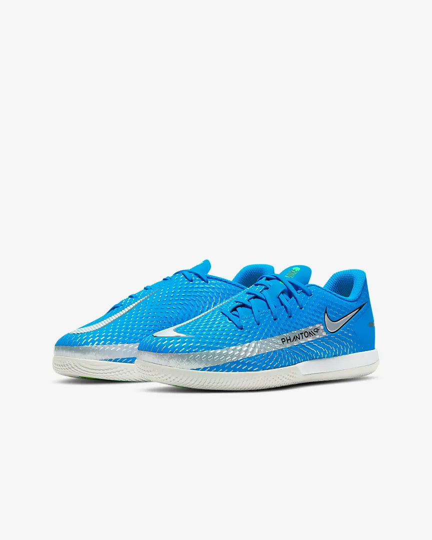 Nike JR Phantom GT Academy IC - Blue-Silver (Pair - Diagonal)