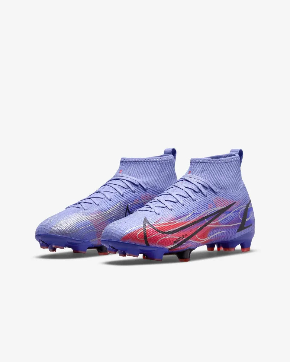 Nike JR Superfly 8 PRO KM FG - Light Thistle-Bright Crimson (Pair - Diagonal)