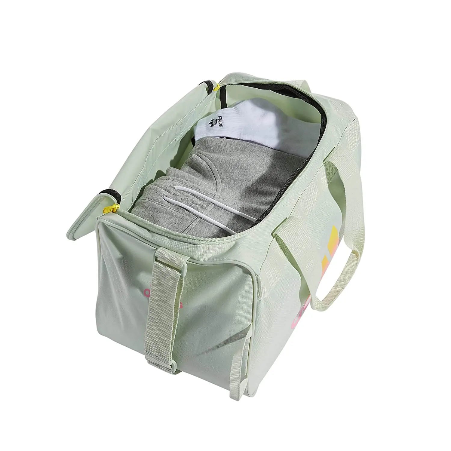 adidas Diablo Small Duffel Bag - Linen Green-Bliss Pink (Top - Open)