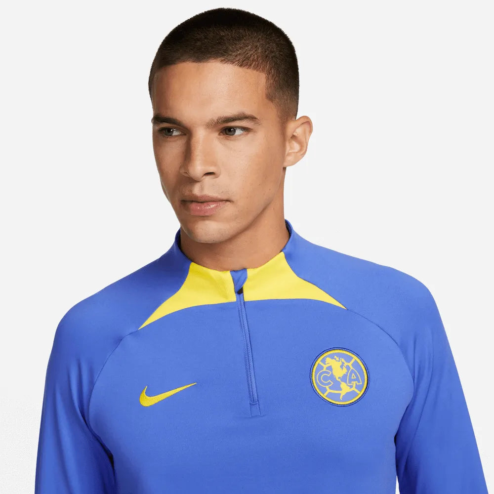 Nike 2022-23 Club America Strike Drill Top - Medium Blue-Yellow (Detail 1)