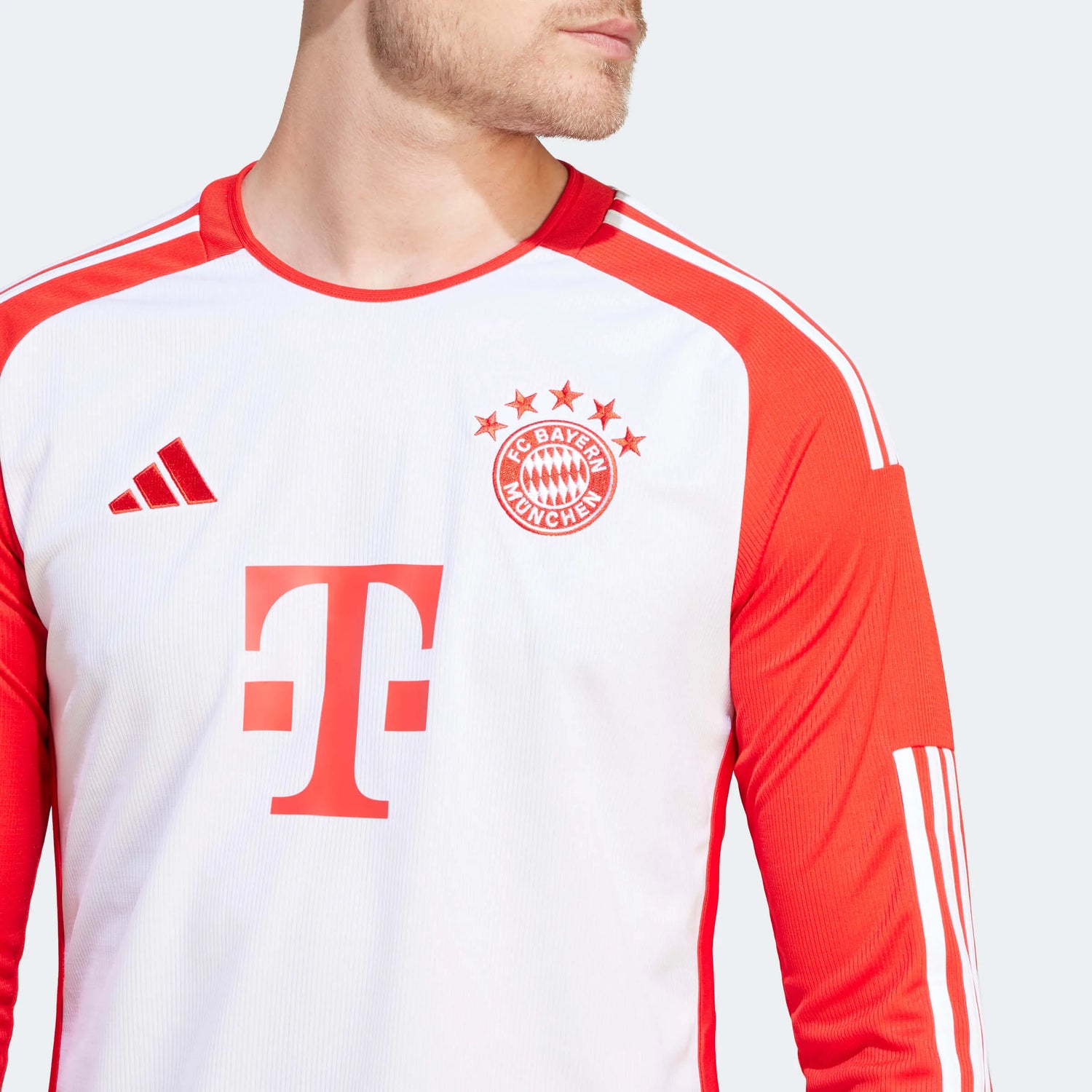 adidas 2023-24 Bayern Munich Men's Stadium Home Long-Sleeve Jersey (Detail 1)