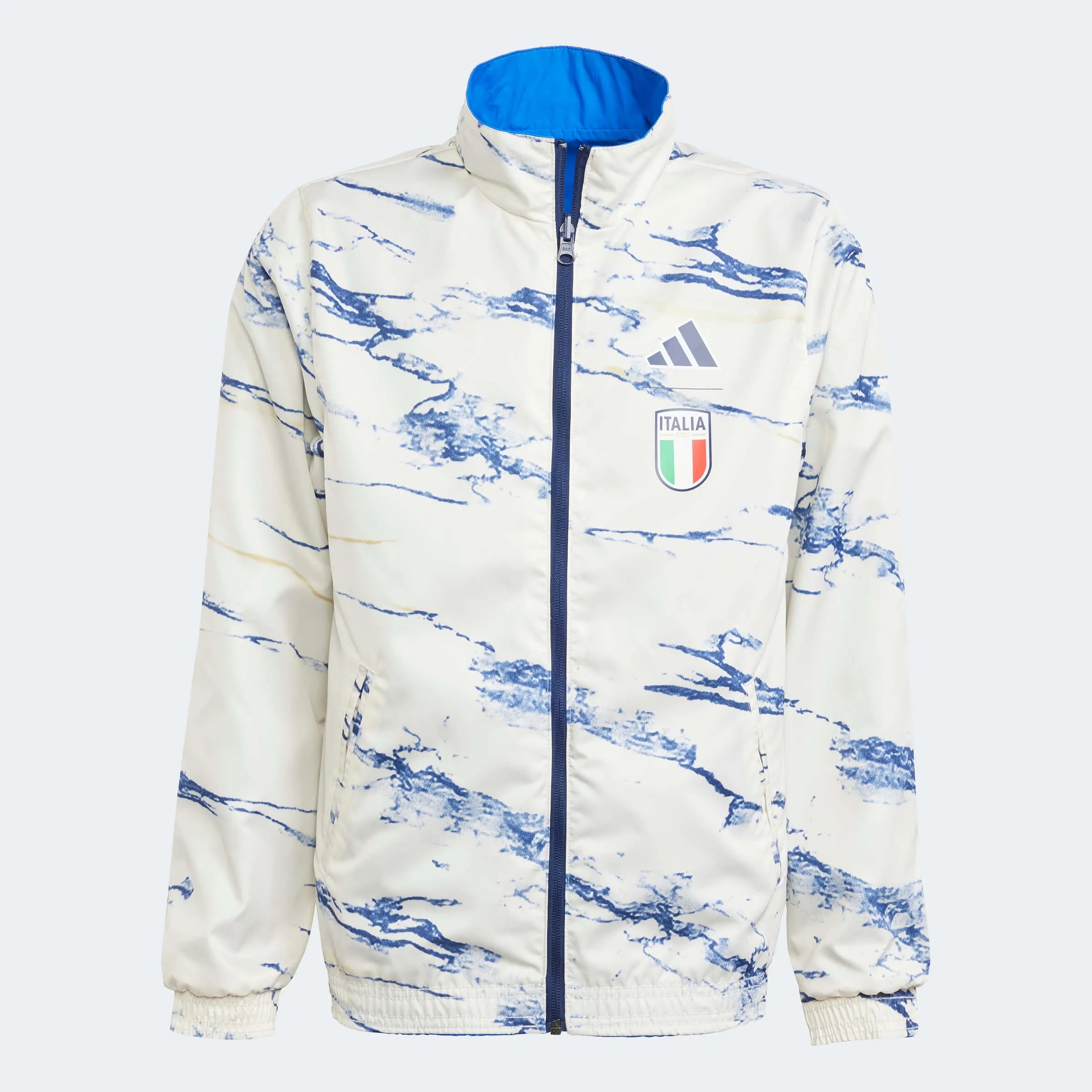 adidas 2023 Italy Youth Reversible Anthem Jacket - Blue (Front)