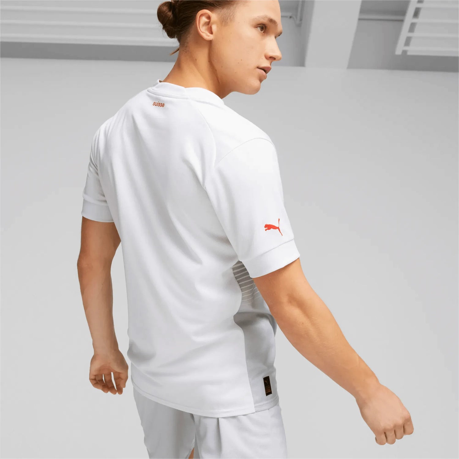 Puma 2022-23 Switzerland Away Jersey White-Red (Model - Back)