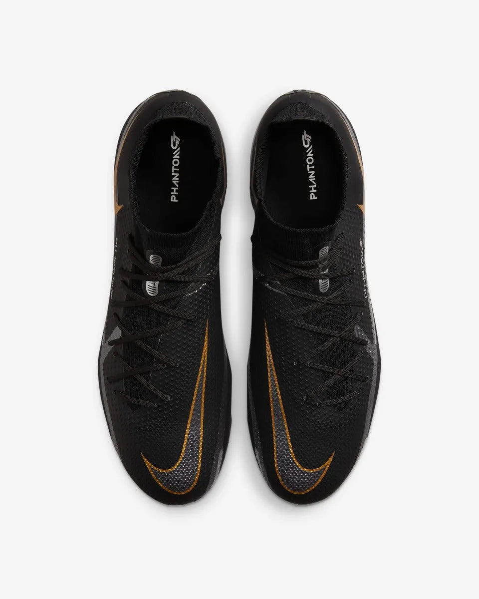 Nike Phantom GT2 Pro DF FG - Black-Dark Grey-Gold (Pair - Top)