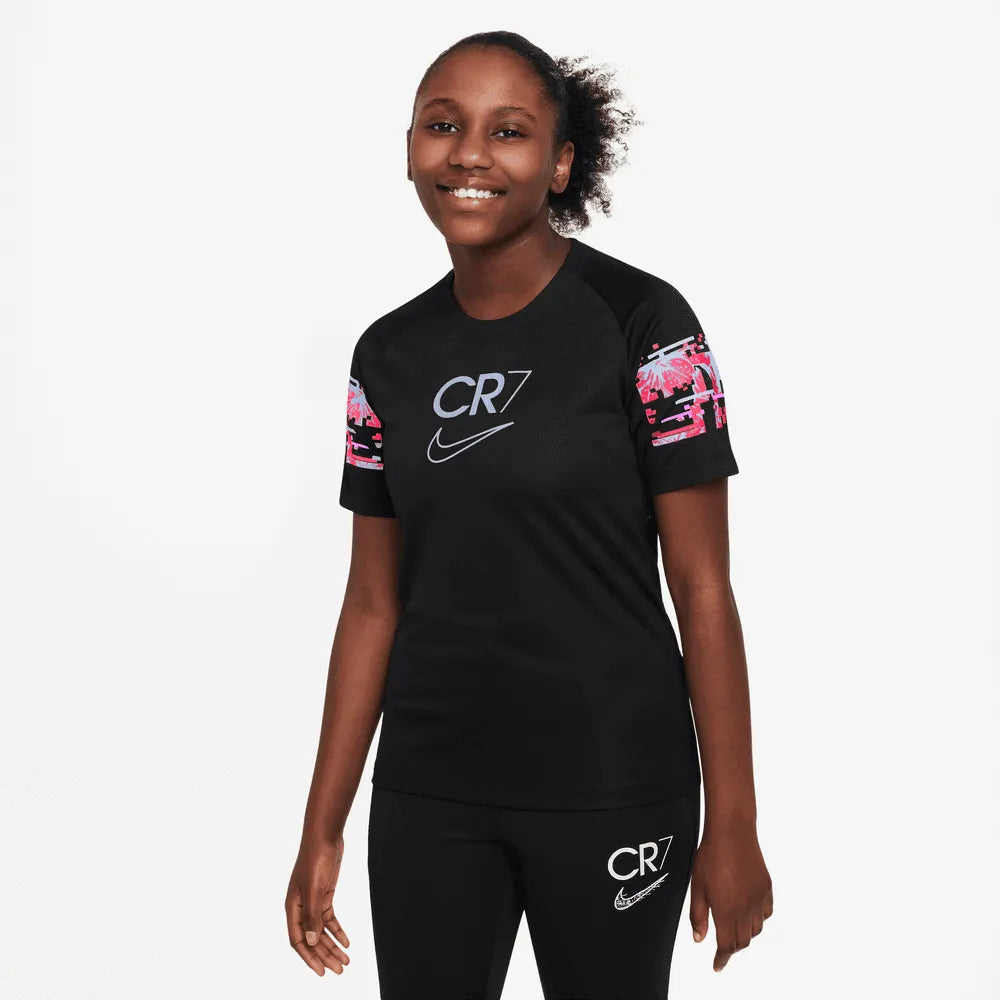 Nike 2023 CR7 Youth Training Jersey - Black-Blue-Pink (Model - Front)