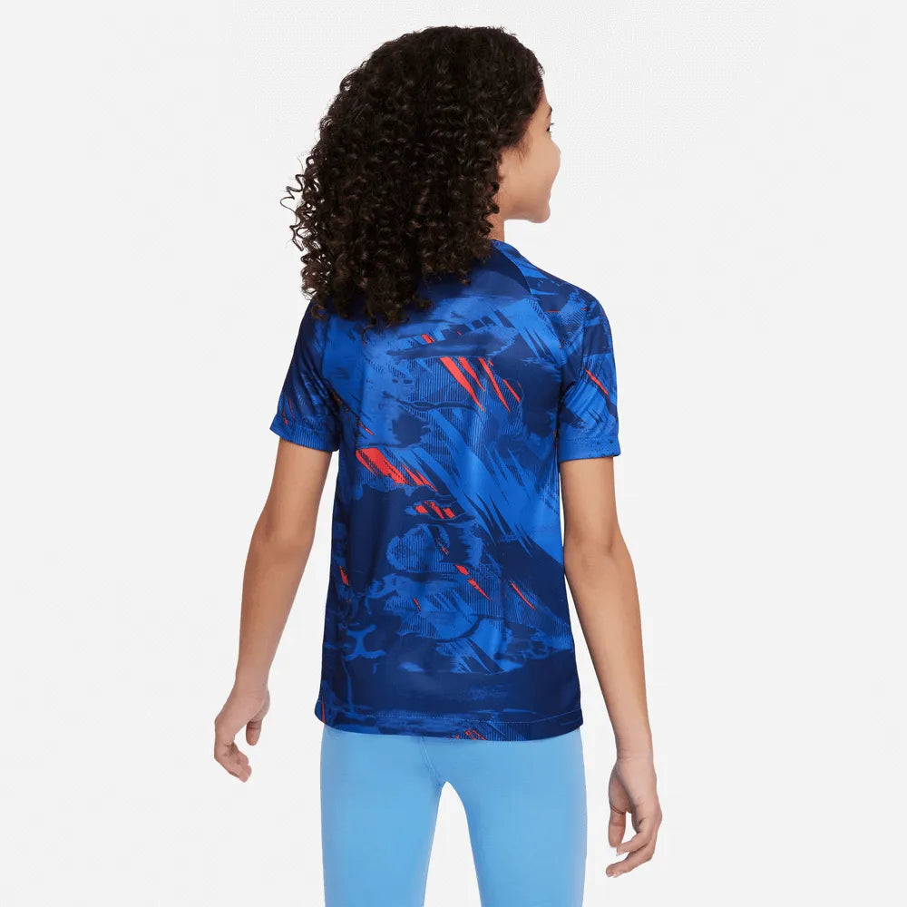 Nike 2022-23 England Youth Pre-Match Top Blue Void-game Royal (Model - Back)