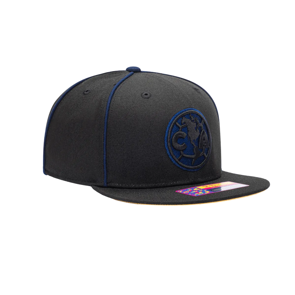 FI Collection Club America Cali Night Snapback Hat - Black-Blue (Diagonal 2)