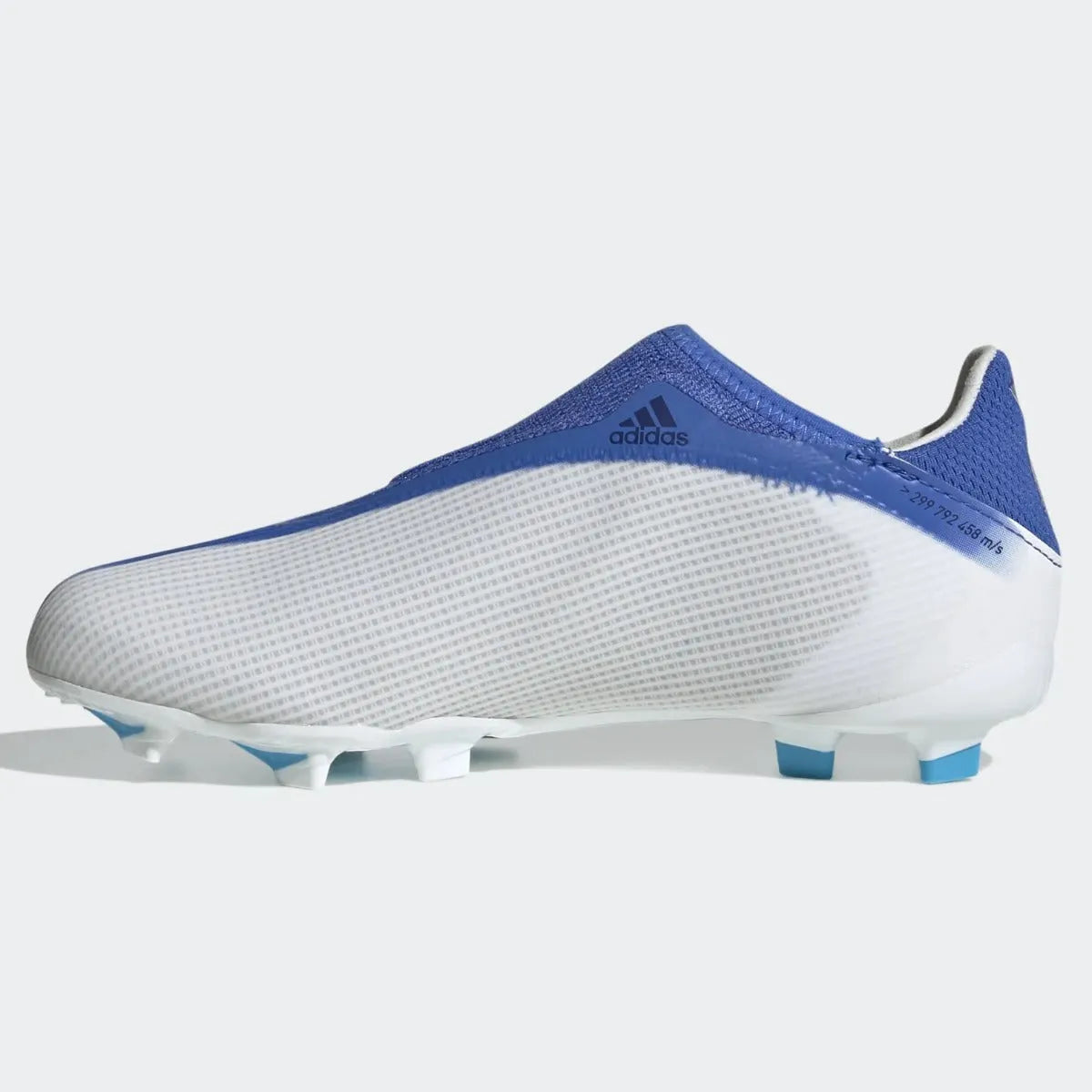 adidas JR X Speedflow .3 Laceless FG - White-Hi Res Blue (Side 2)