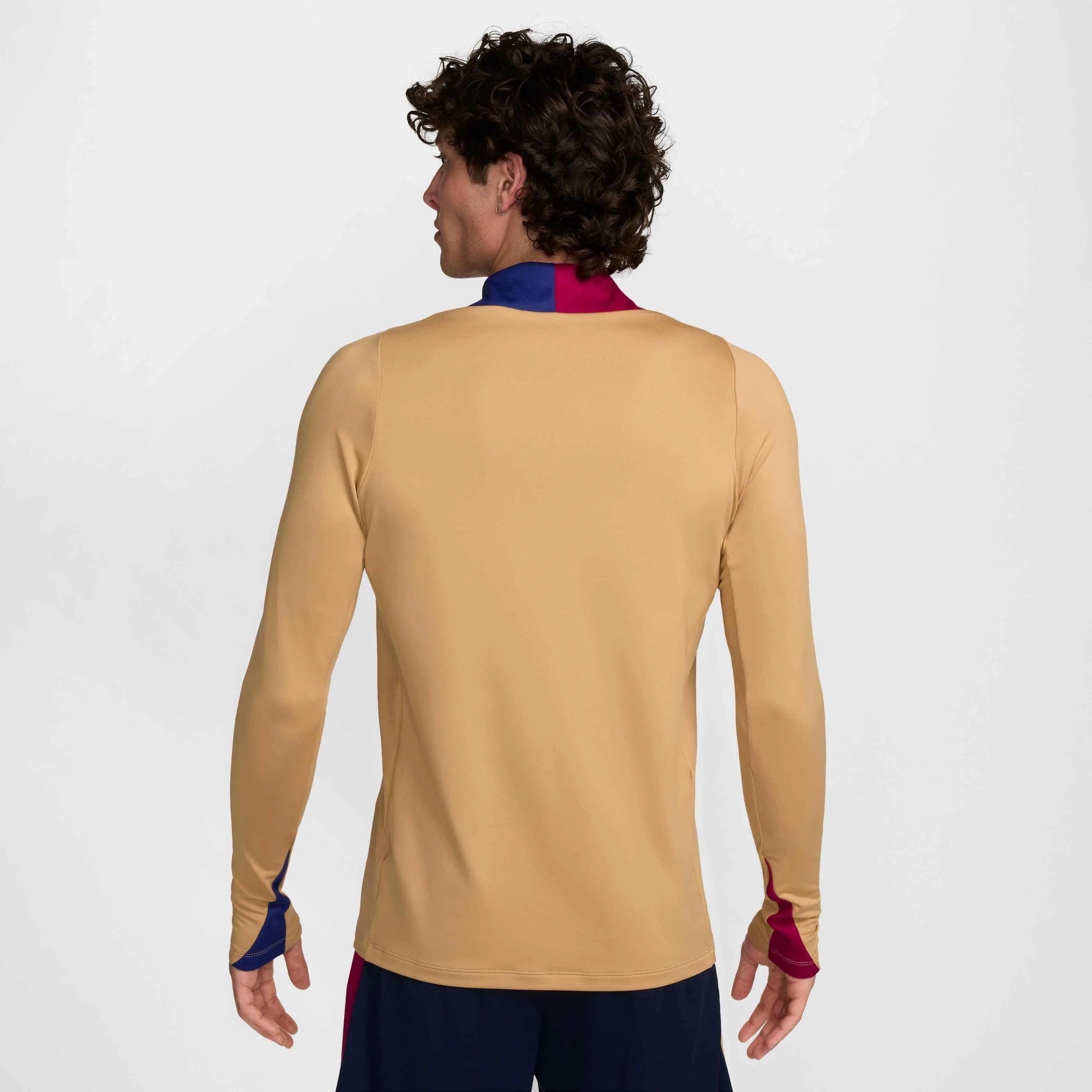 Nike 2024-25 Barcelona Men's Strike Drill Top Club Gold-Noble Red-Black (Model - Back)