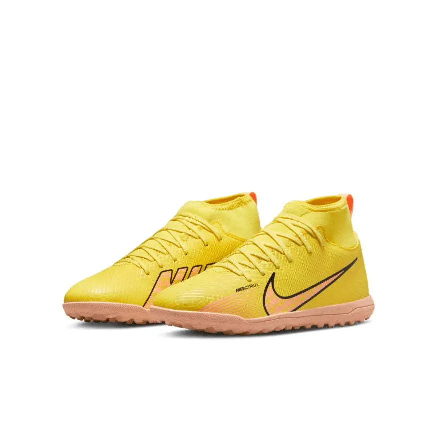 Nike Jr Superfly 9 Club Turf - Yellow Strike - Sunset Glow (Pair - Lateral)