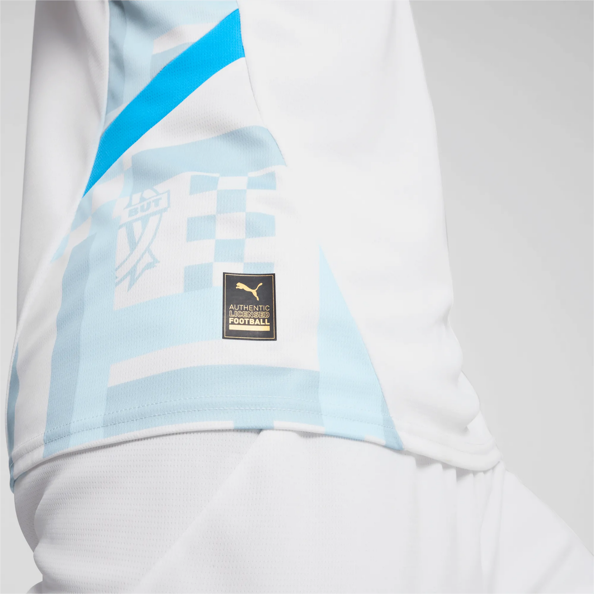 Puma 2024-25 Olympique de Marseille Men's Stadium Home Jersey (Detail 1)