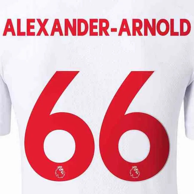 Liverpool 2019/2020 Away Alexander-Arnold #66 Jersey Name Set