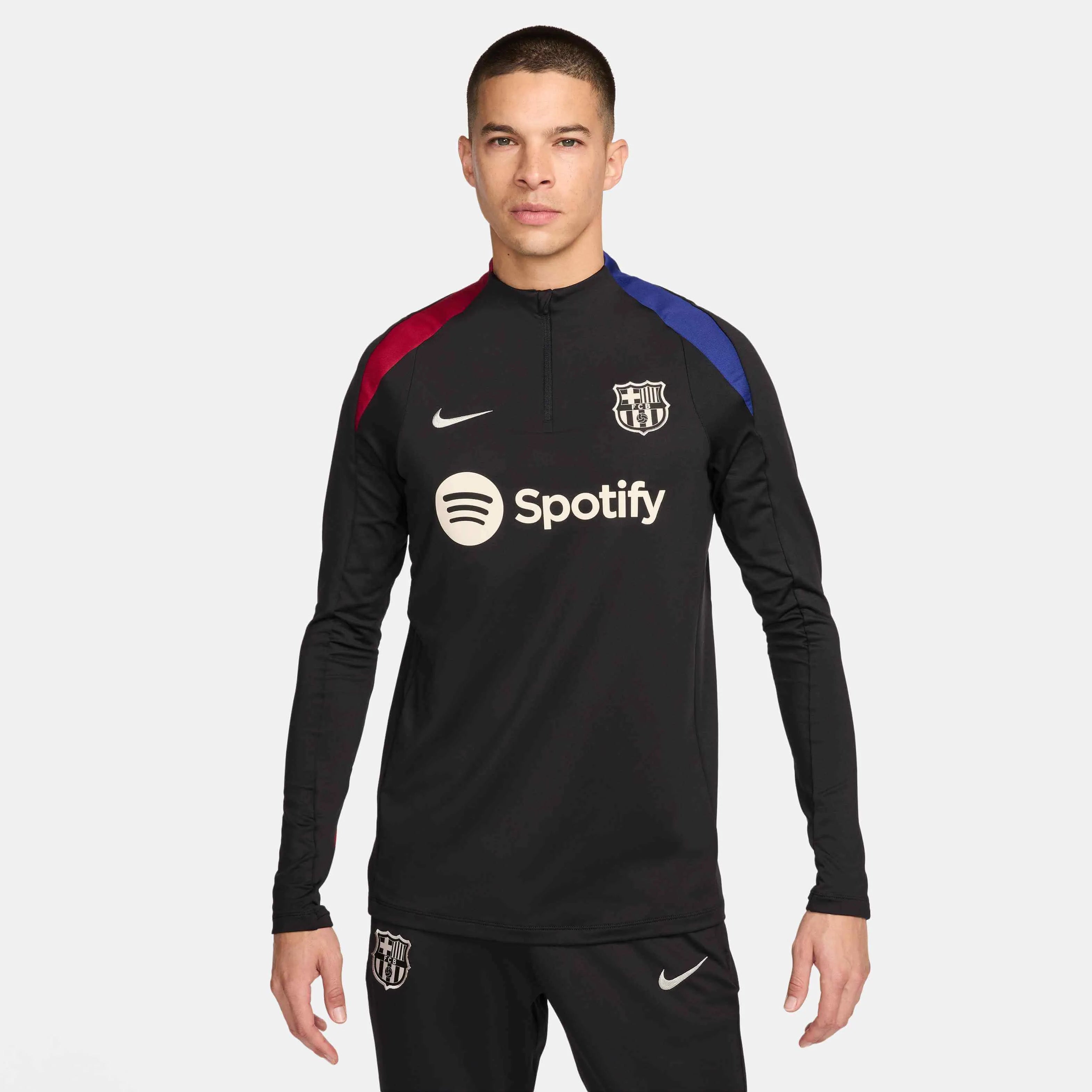 Nike 2024-25 Barcelona Men's Strike Drill Top Black Noble Red (Model - Front)