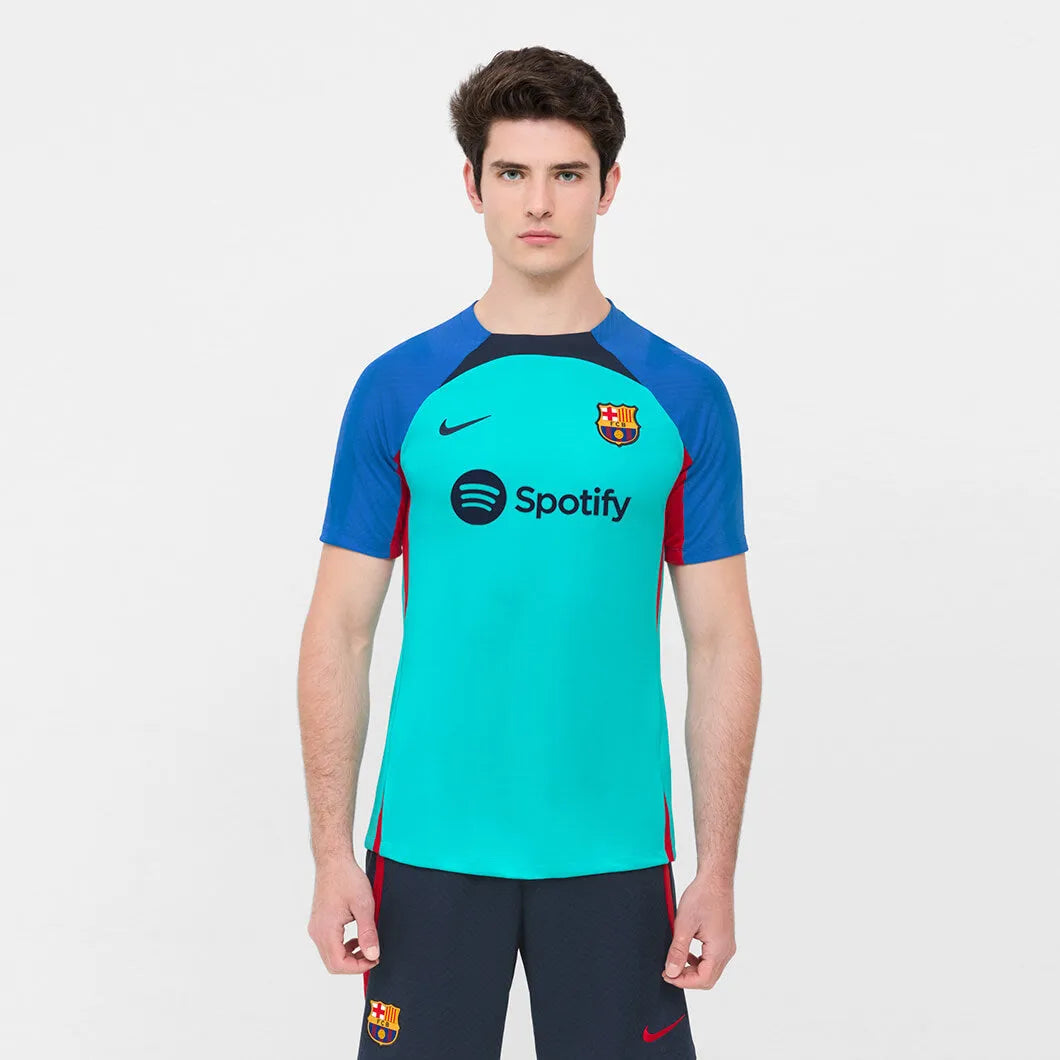 Nike 22-23 Barcelona DF SS Strike Training Jersey - Aqua-Blue-Obsidian (Model - Front)