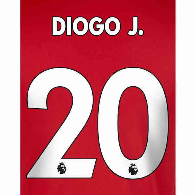 Liverpool 2019/22 Home Diogo J. #20 Jersey Name Set