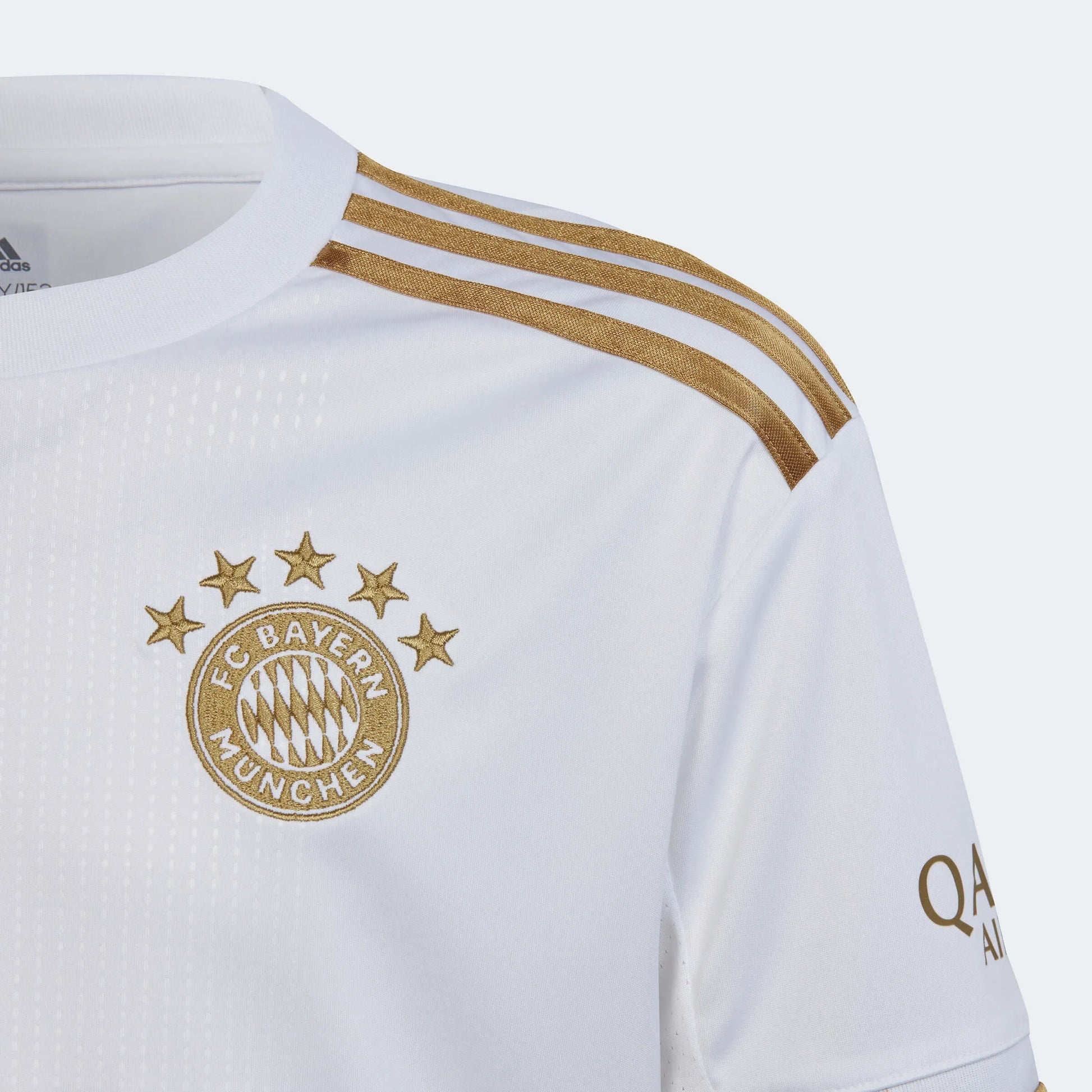 adidas 2022-23 Bayern Munich Youth Away Jersey - White-Gold (Detail 1)