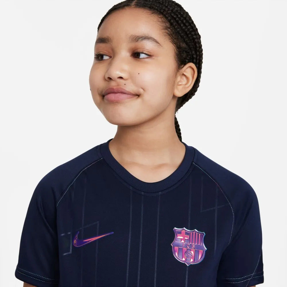 Nike 2021-22 Barcelona Youth Pre-Match Jersey - Obsidian (Detail 1)