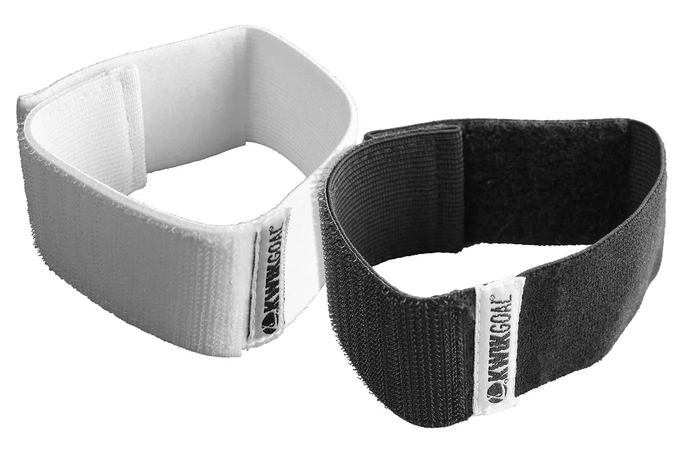 Kwik Goal Shinguard Strap (Pair)  (White and Black)