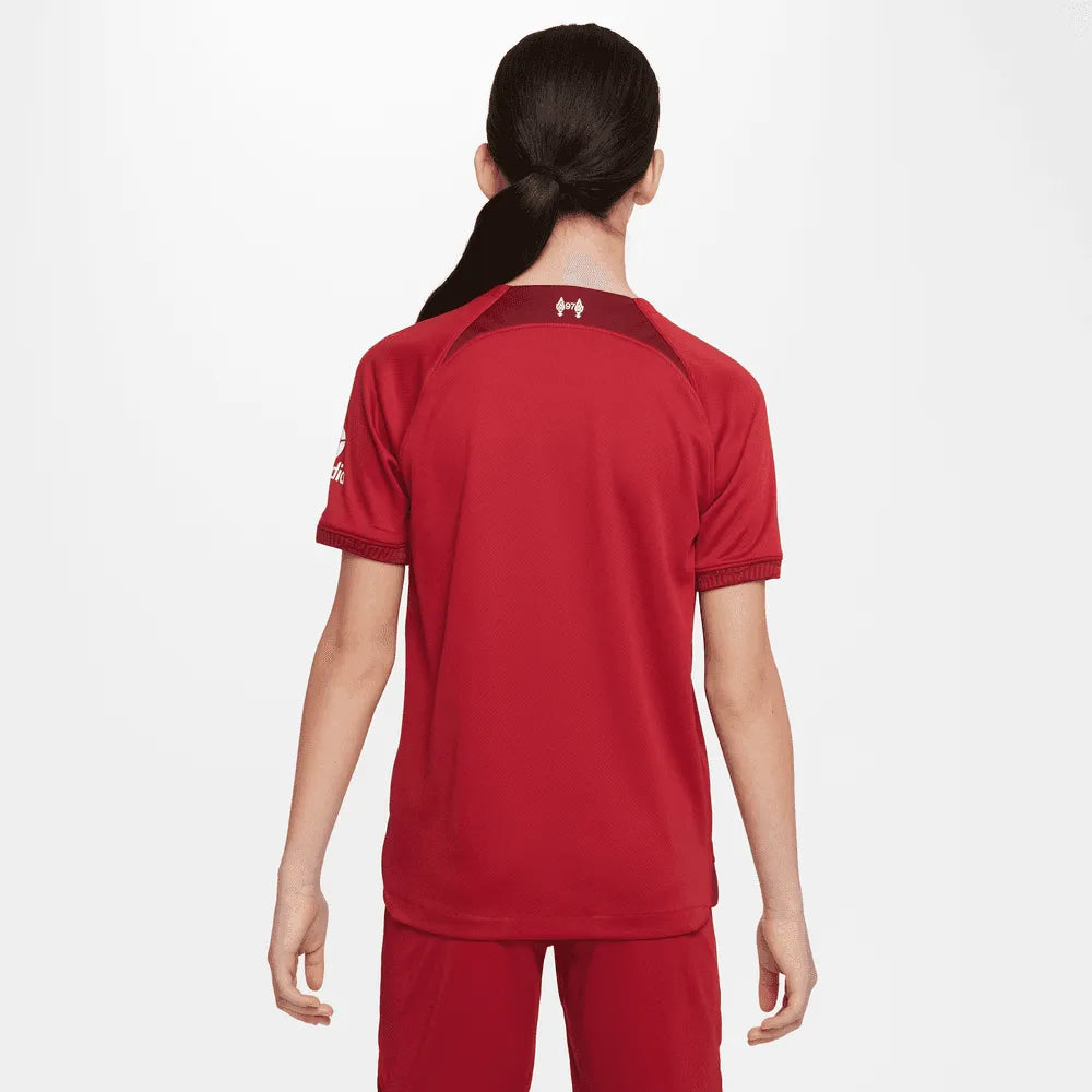 Nike 22-23 Liverpool FC Youth Home Jersey - Red-White (Model - Back)