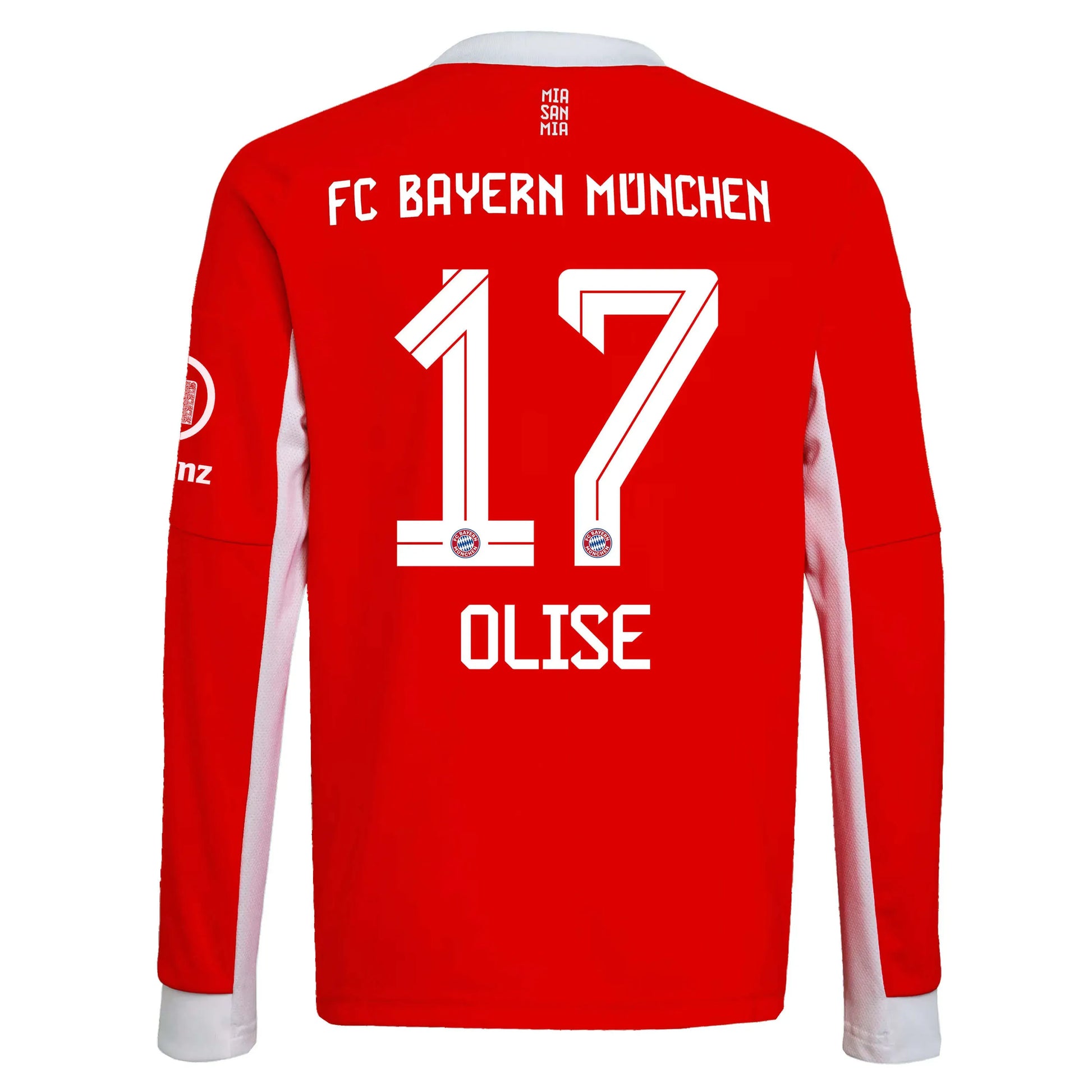 adidas 2025-26 Bayern Munich Mens Stadium Home Long-Sleeve Soccer Jersey (Olise)