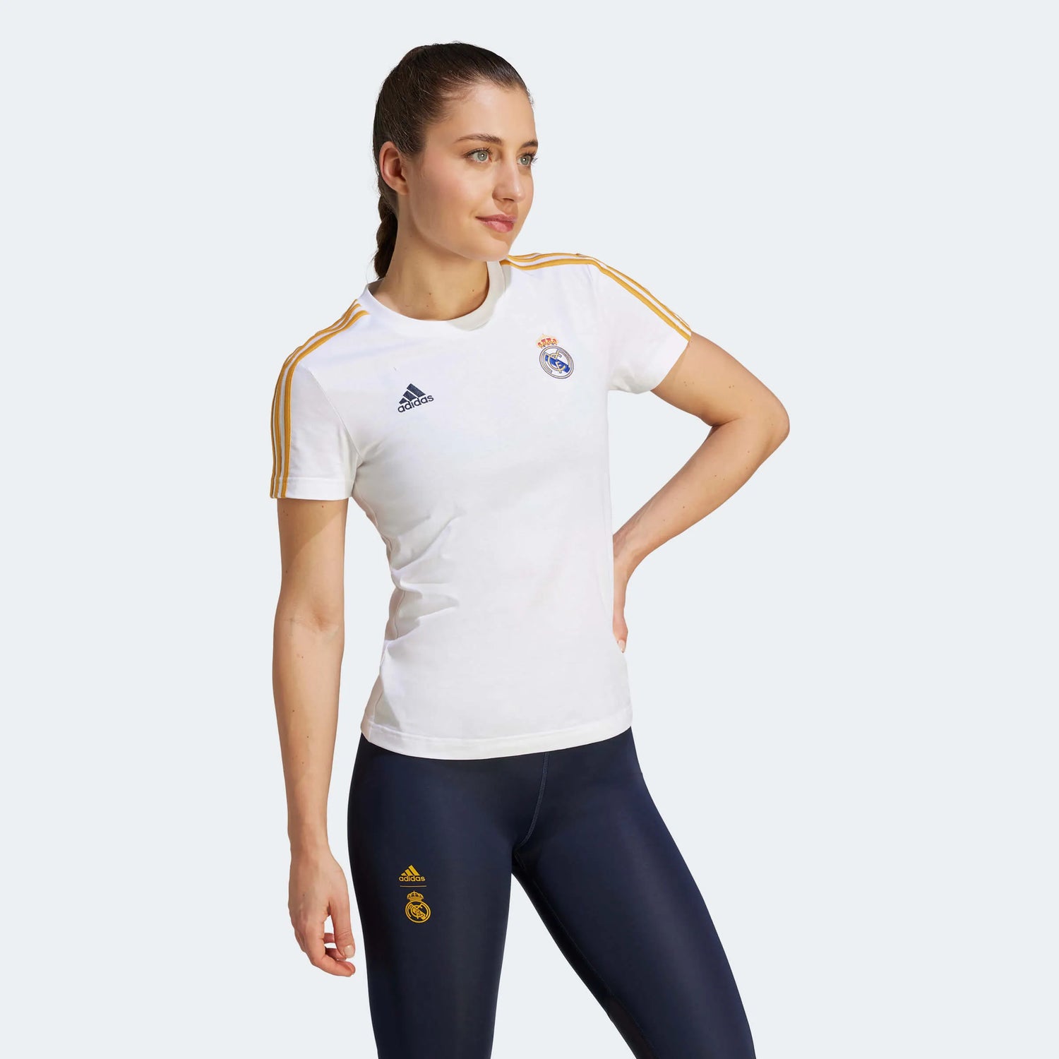 adidas 2023-24 Real Madrid Women's 3 Stripe Tee (Model - Front)