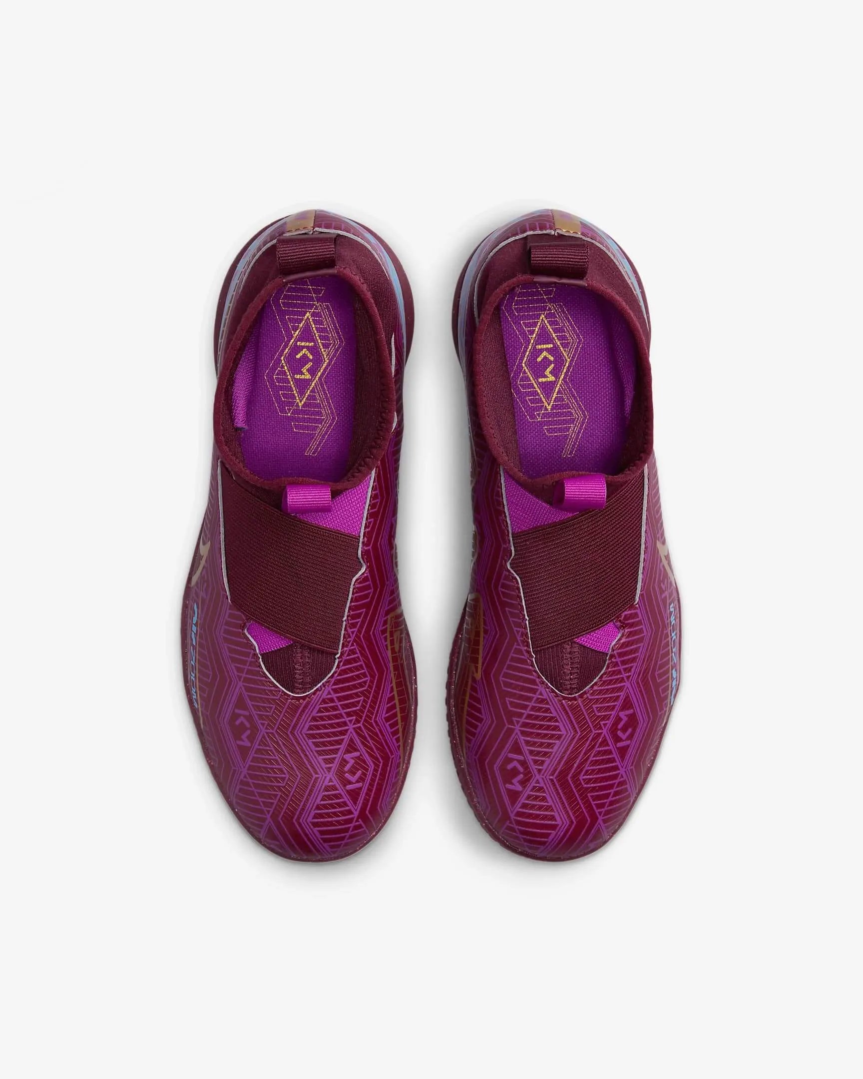 Nike Jr Zoom Superfly 9 Academy KM Indoor - Dark Beetroot-Gold (Pair - Top)