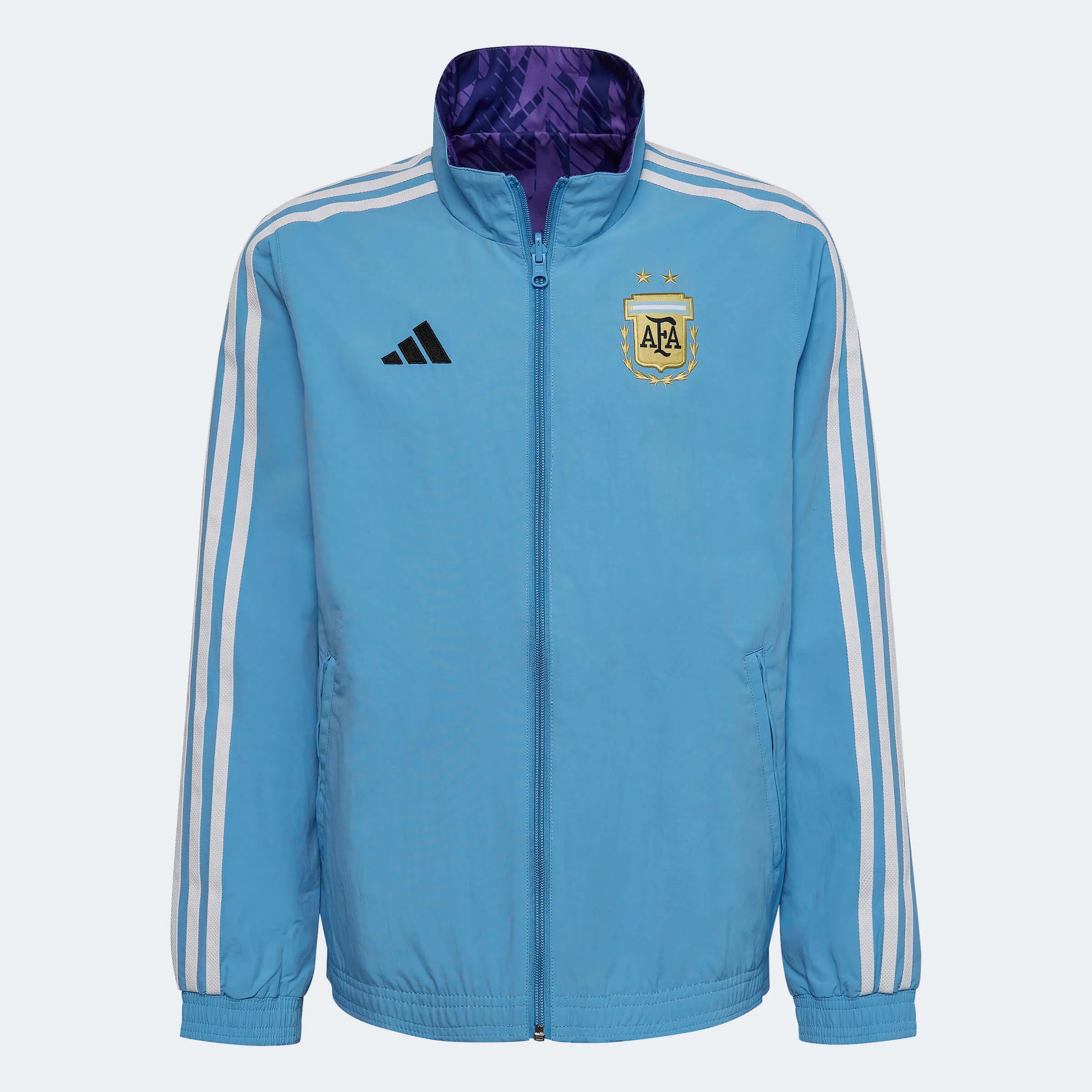 adidas 2022-23 Argentina Youth Anthem Jacket Sky Blue-White (Front)