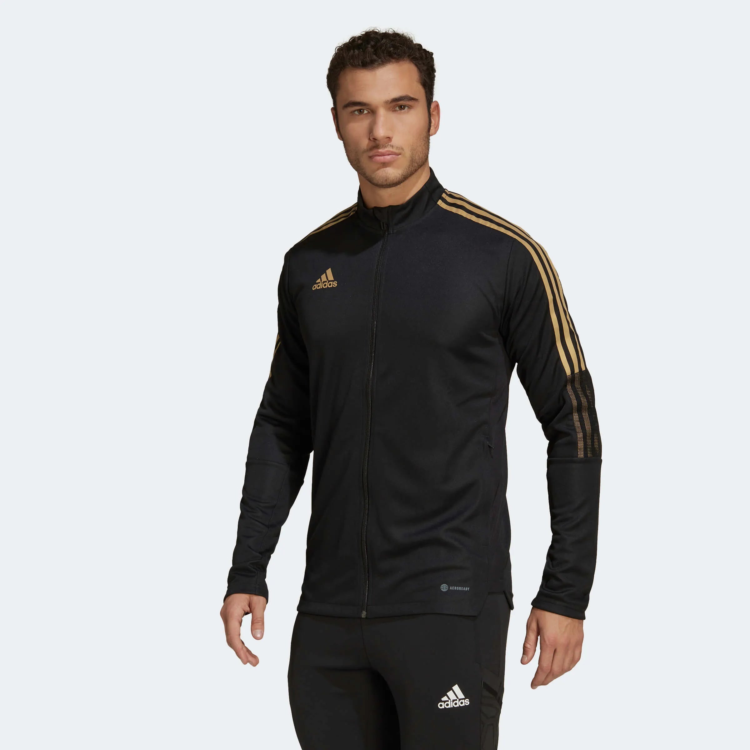 adidas Tiro Track Jacket - Black-Gold (Model - Front)
