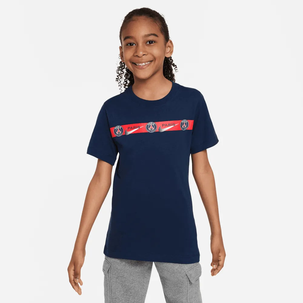 Nike 2023-24 PSG Youth Tee - Navy (Model - Front)
