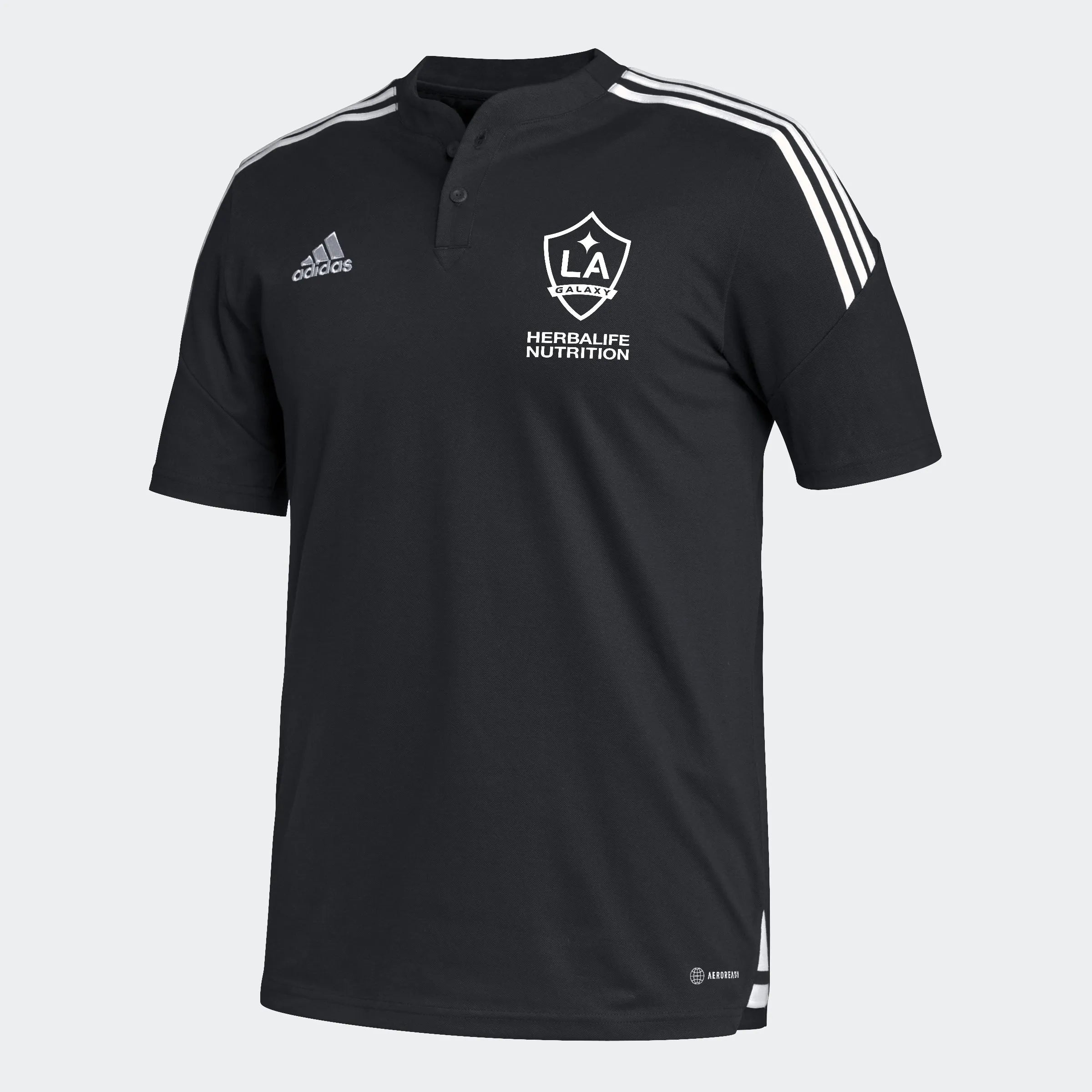 adidas 2022-23 LA Galaxy Condivo 22 Polo - Black-White (Diagonal - Front)