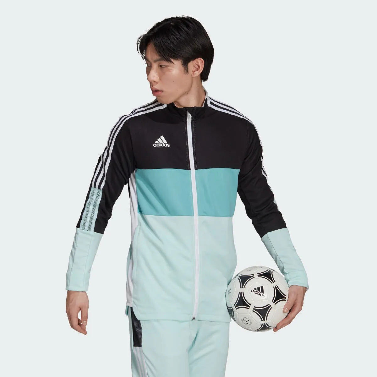 Adidas Tiro Track Jacket - Black-Halo Mint (Model - Front)