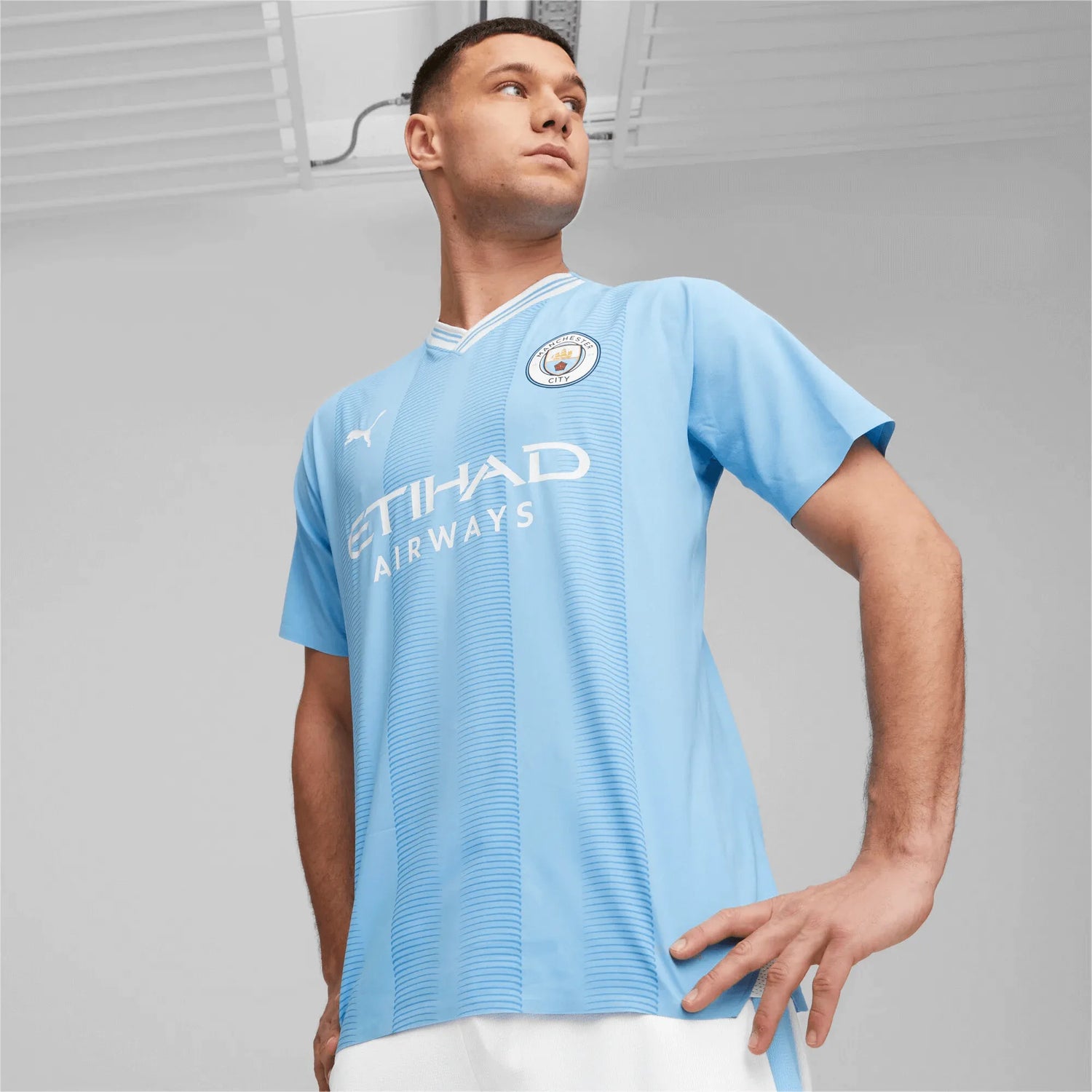 Puma 2023-24 Manchester City Men's Authentic Match Home Jersey (Model - Front)