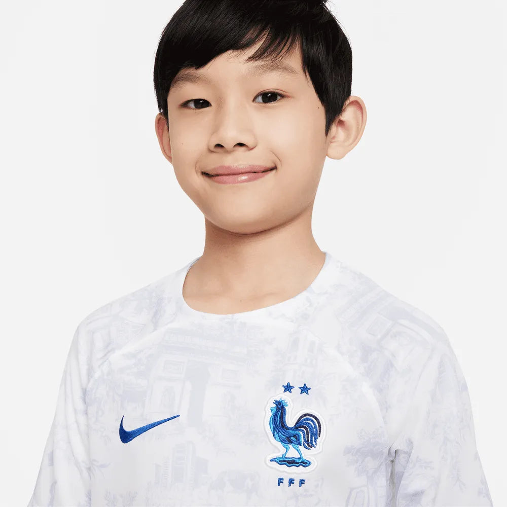 Nike 2022-23 France Away Youth Jersey White-Royal (Detail 1)