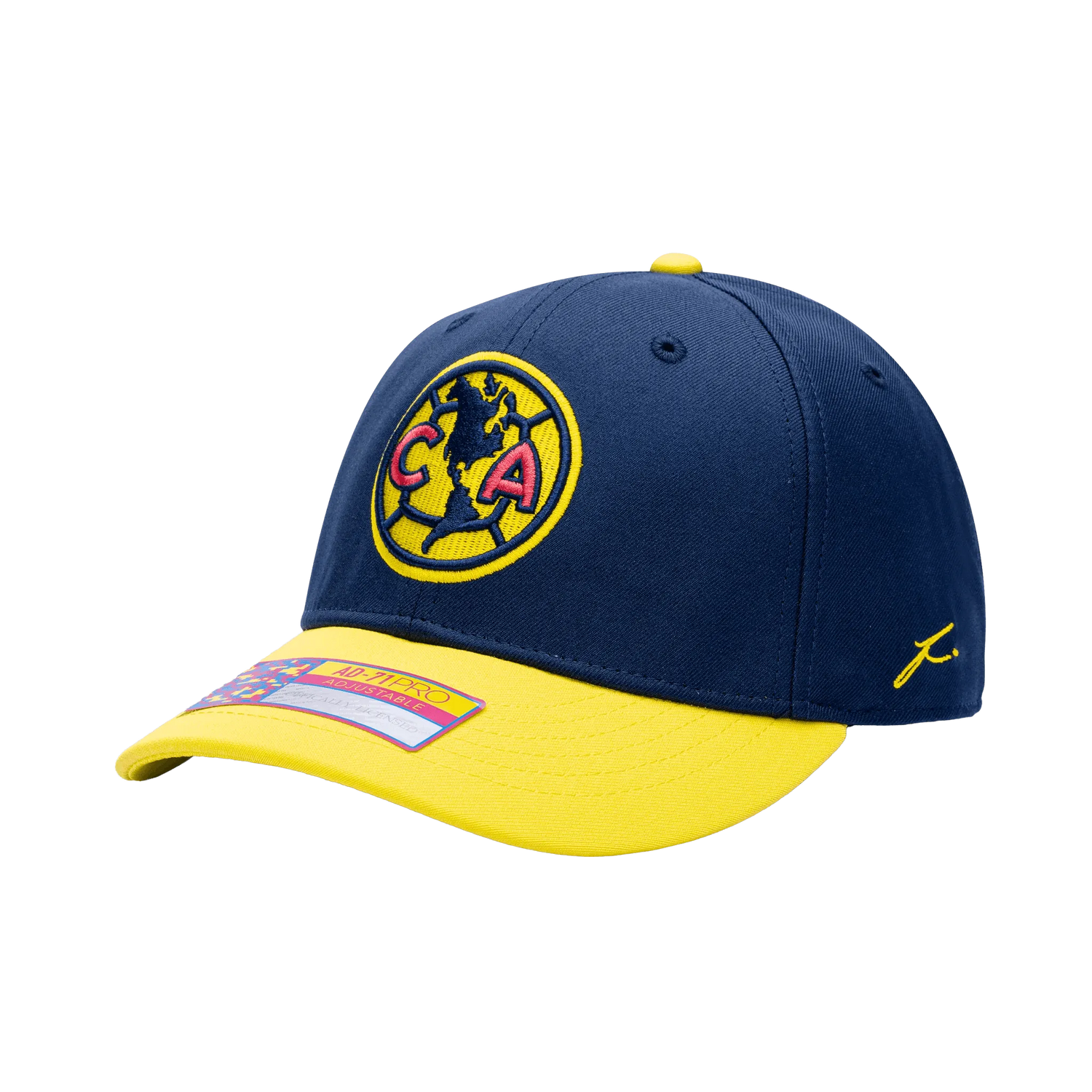 FI Collection Club America Bambo Classic Hat Navy/Yellow (Lateral - Side 1)