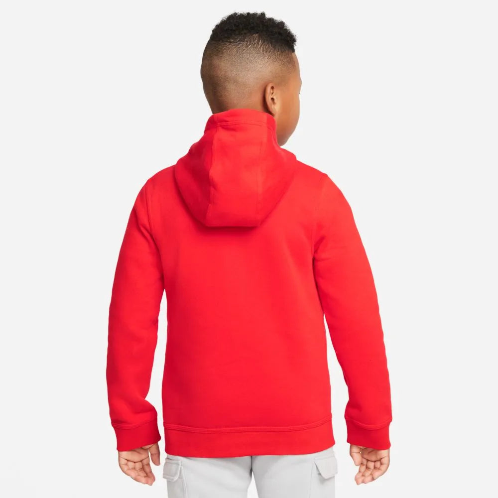 Nike 2021-22 Liverpool Youth NSW Full-Zip Club Hoodie - Rush Red (Model - Back)