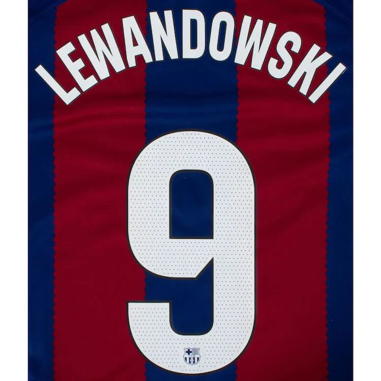 Barcelona 2023 24 Home Lewandowski #9 Jersey Name Set (Back)
