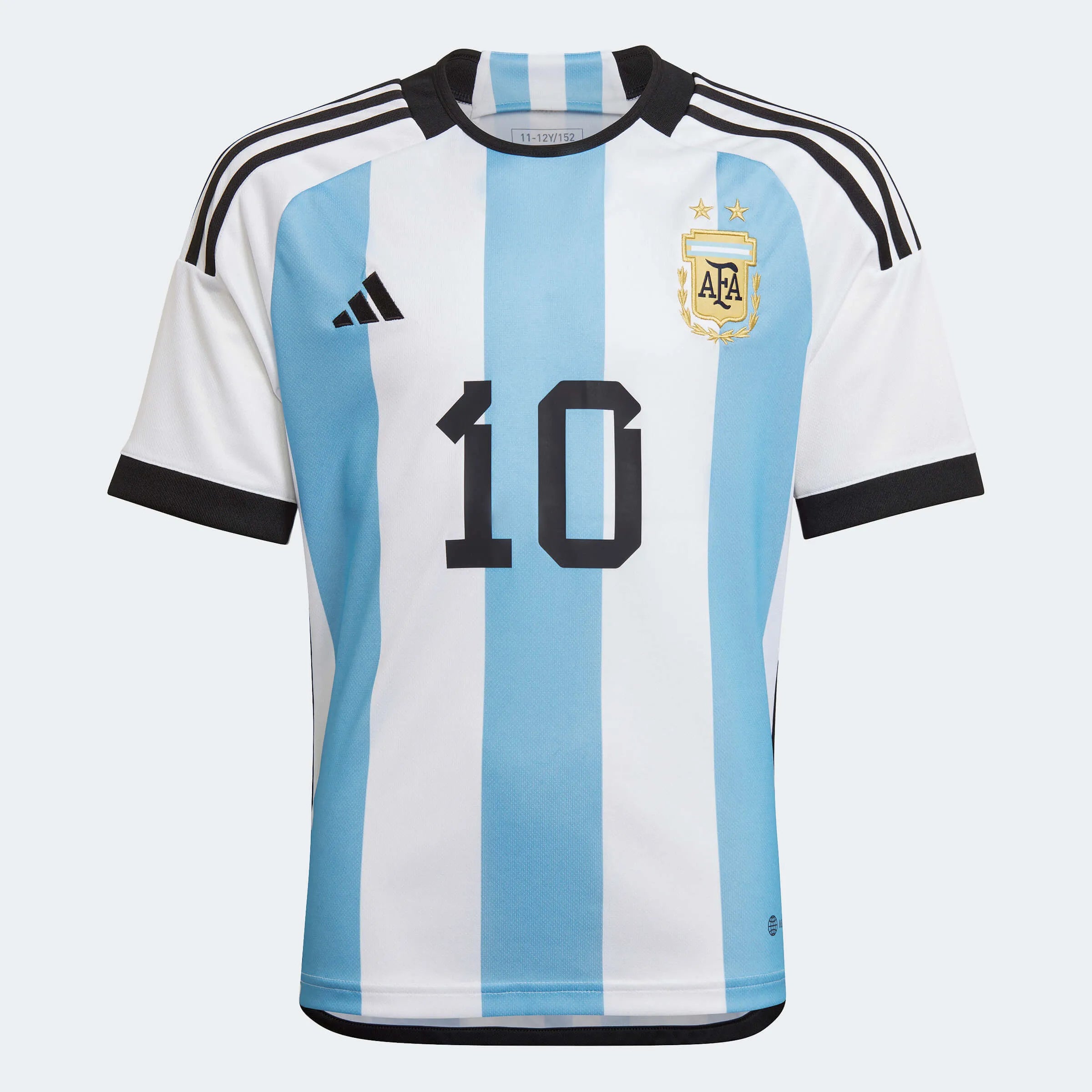 adidas 2022-23 Argentina Youth Home Messi #10 Jersey - White-Light Blue (Front)