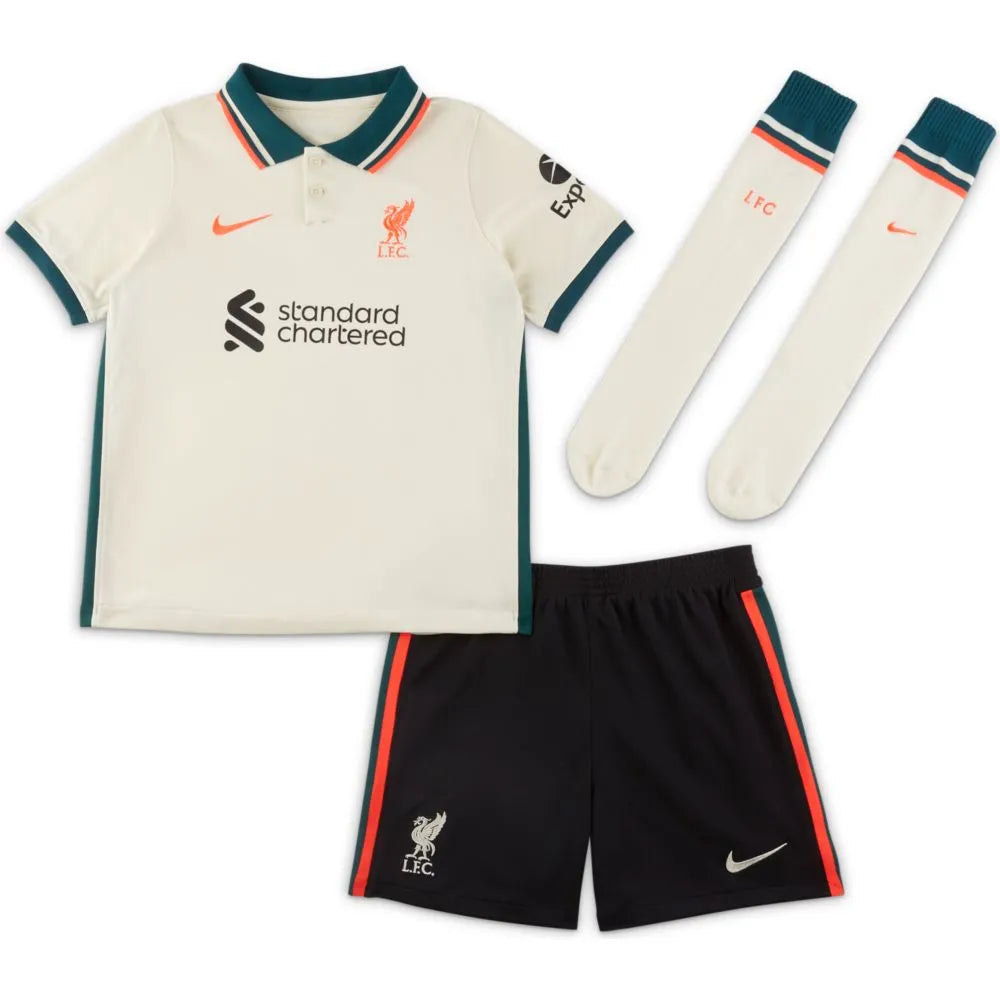 Nike 2021-22 Liverpool Little Kids Away Kit - Fossil  (Set - Front)