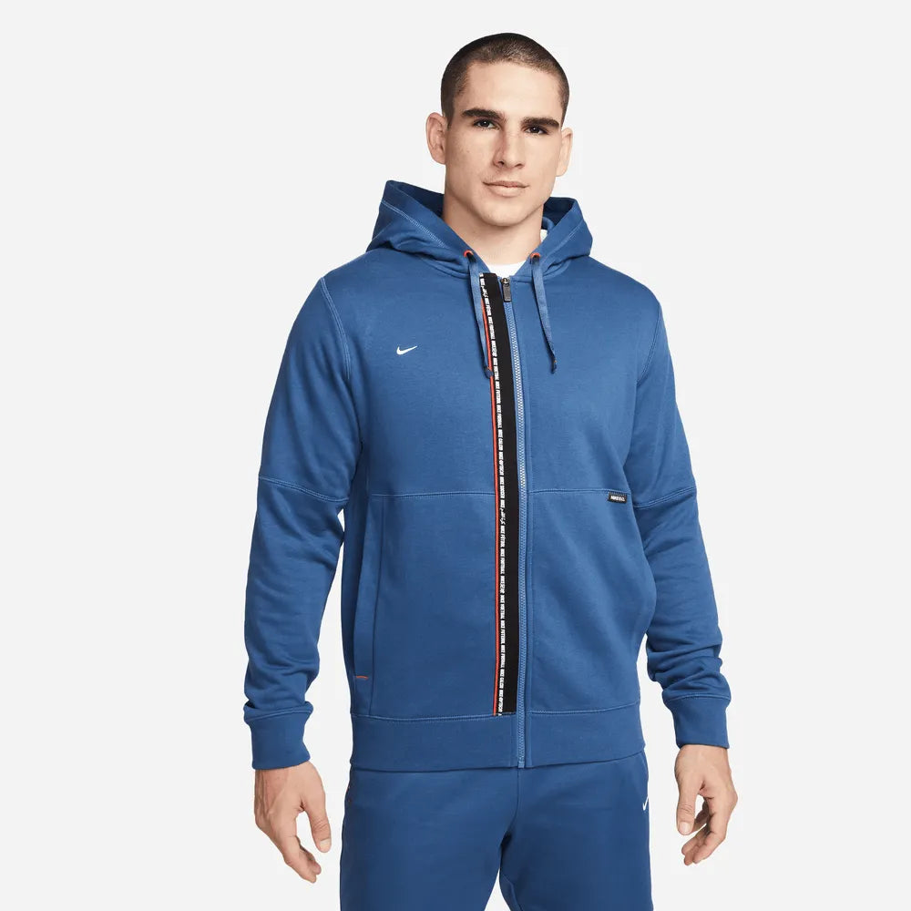 Nike FC 2022 Tribuna Full Zip Fleece Hoodie Mystic Navy (Model - Front)