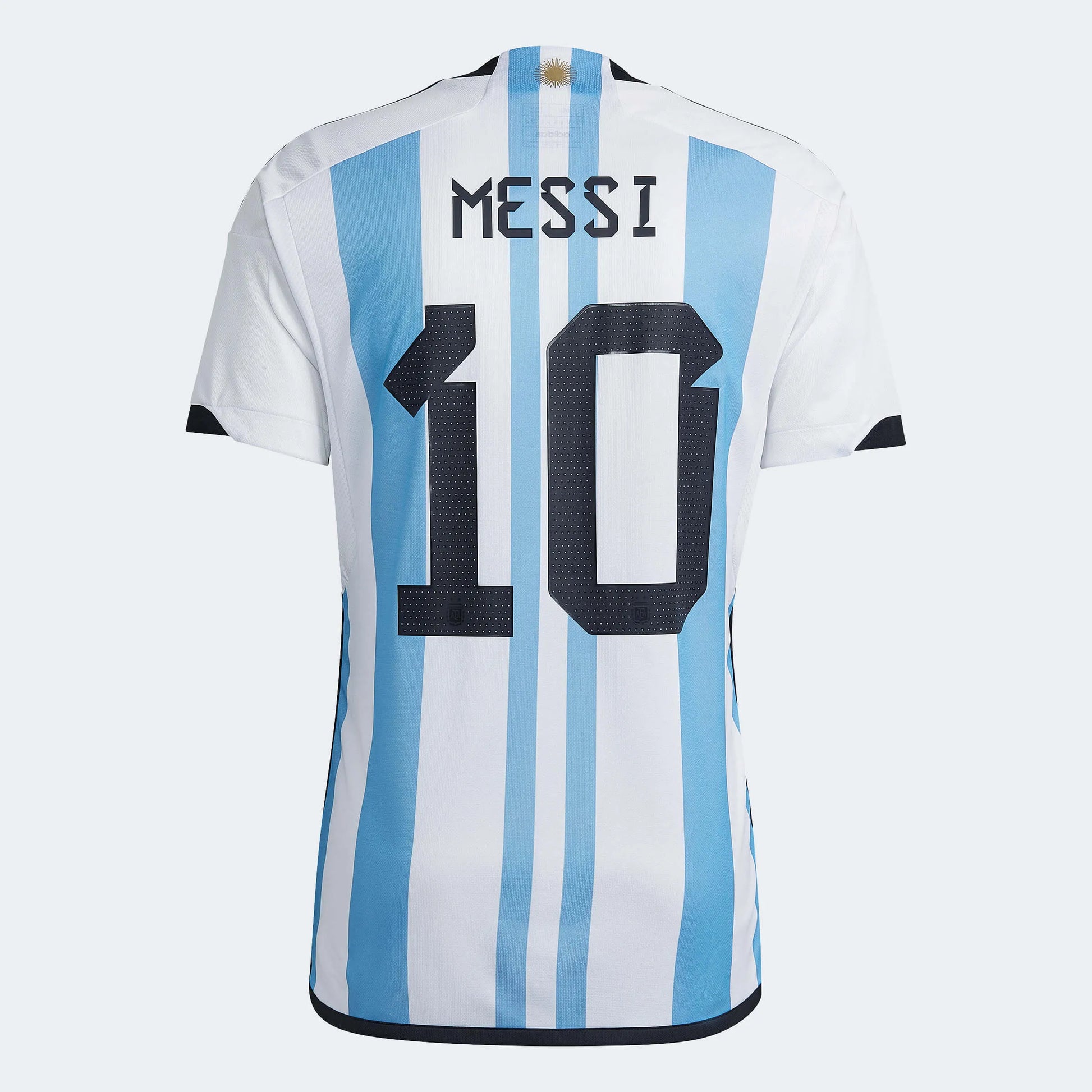 adidas 2022-23 Argentina Home Messi #10 Jersey - White-Light Blue (Back)