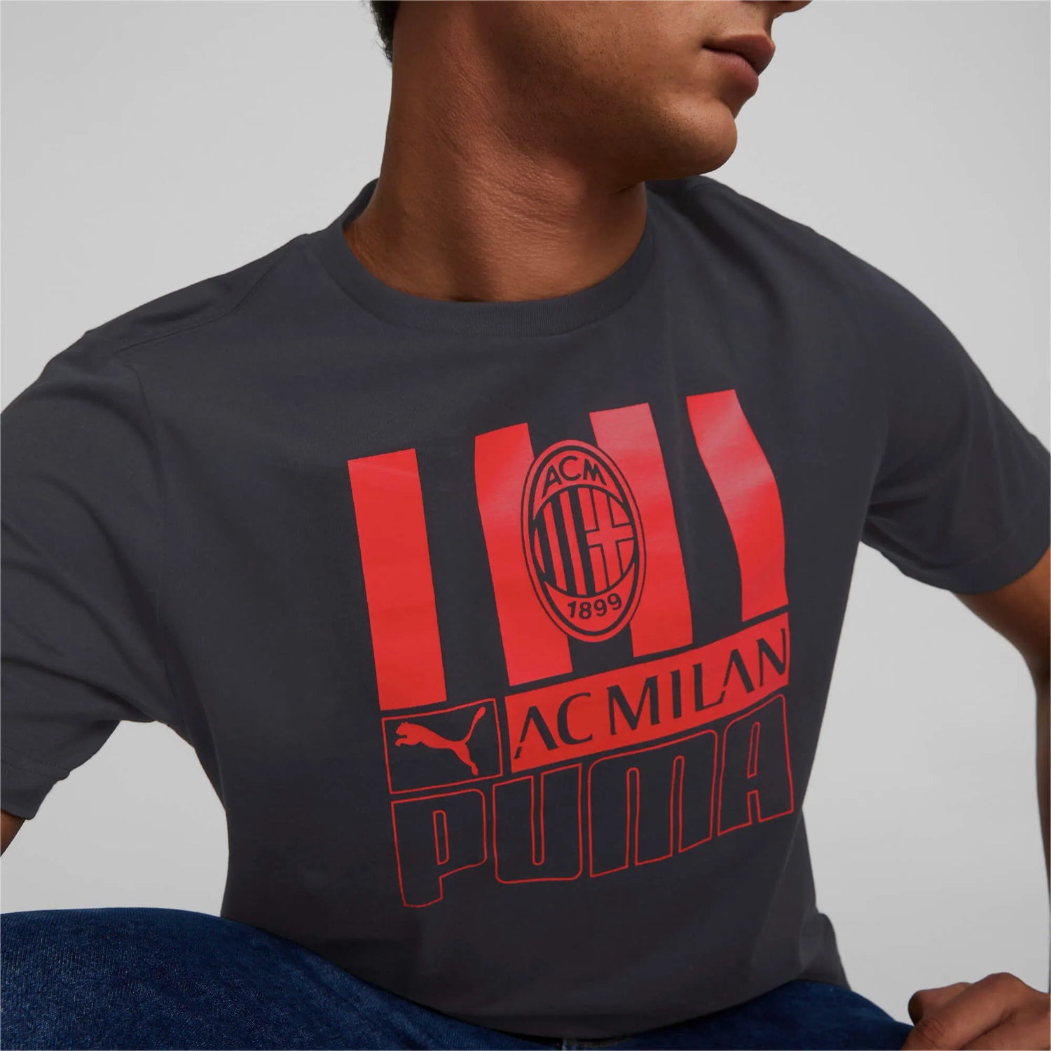 Puma 2022-23 AC Milan FTBLCore Tee - Black-Red (Detail 1)